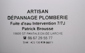 Patrick Brousse Saint-Pantaléon-de-Larche, Dépannage plomberie